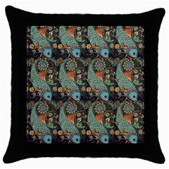 Pattern Background Fish Wallpaper Throw Pillow Case (Black)