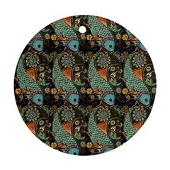 Pattern Background Fish Wallpaper Round Ornament (Two Sides)