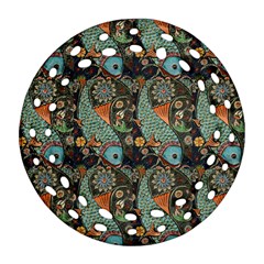 Pattern Background Fish Wallpaper Ornament (Round Filigree)