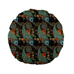 Pattern Background Fish Wallpaper Standard 15  Premium Round Cushions