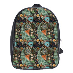 Pattern Background Fish Wallpaper School Bag (XL)