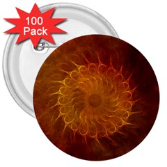 Orange Warm Hues Fractal Chaos 3  Buttons (100 Pack)  by Celenk