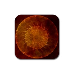 Orange Warm Hues Fractal Chaos Rubber Coaster (square)  by Celenk