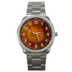 Orange Warm Hues Fractal Chaos Sport Metal Watch by Celenk