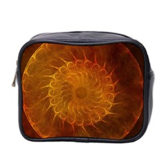 Orange Warm Hues Fractal Chaos Mini Toiletries Bag 2-side by Celenk