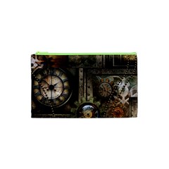 Steampunk, Wonderful Clockwork With Gears Cosmetic Bag (xs) by FantasyWorld7