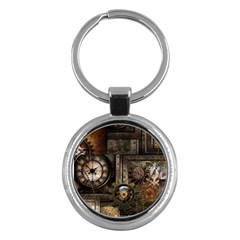 Steampunk, Wonderful Clockwork With Gears Key Chains (round)  by FantasyWorld7