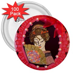 Beauty 3  Buttons (100 Pack)  by DeneWestUK