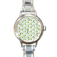 Watercolor Christmas Tree Round Italian Charm Watch