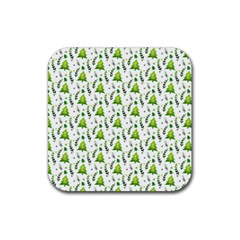 Watercolor Christmas Tree Rubber Coaster (square)  by patternstudio