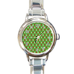 Christmas Tree Round Italian Charm Watch by patternstudio