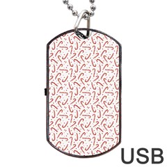 Candy Cane Dog Tag Usb Flash (two Sides) by patternstudio