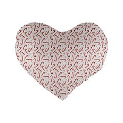 Candy Cane Standard 16  Premium Flano Heart Shape Cushions by patternstudio