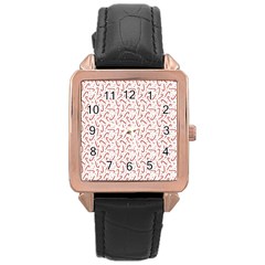 Candy Cane Rose Gold Leather Watch  by patternstudio