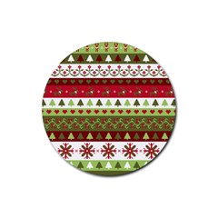 Christmas Spirit Pattern Rubber Round Coaster (4 Pack)  by patternstudio