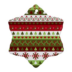 Christmas Spirit Pattern Snowflake Ornament (two Sides) by patternstudio
