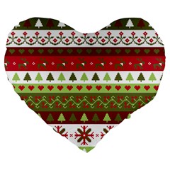 Christmas Spirit Pattern Large 19  Premium Heart Shape Cushions by patternstudio