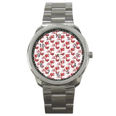 Ho Ho Ho Santaclaus Christmas Cheer Sport Metal Watch by patternstudio