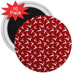 Red Reindeers 3  Magnets (10 Pack)  by patternstudio