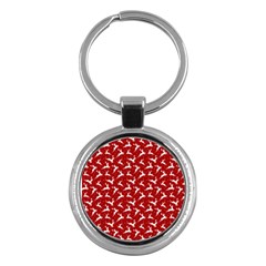 Red Reindeers Key Chains (round)  by patternstudio