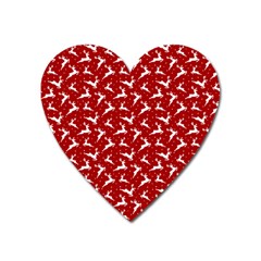 Red Reindeers Heart Magnet by patternstudio