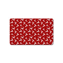 Red Reindeers Magnet (name Card) by patternstudio