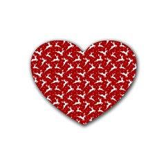 Red Reindeers Heart Coaster (4 Pack)  by patternstudio