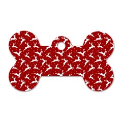 Red Reindeers Dog Tag Bone (one Side) by patternstudio