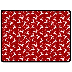 Red Reindeers Fleece Blanket (large)  by patternstudio