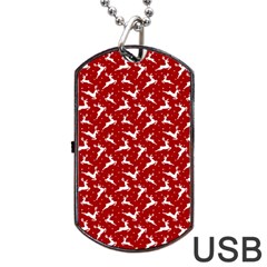 Red Reindeers Dog Tag Usb Flash (one Side)