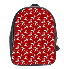 Red Reindeers School Bag (xl) by patternstudio