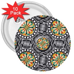 Beveled Geometric Pattern 3  Buttons (10 Pack)  by linceazul