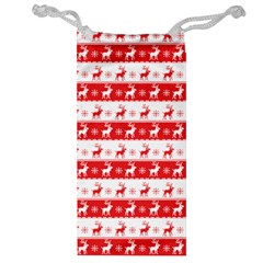 Knitted Red White Reindeers Jewelry Bag by patternstudio