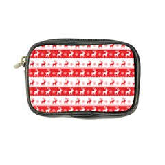 Knitted Red White Reindeers Coin Purse by patternstudio