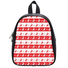 Knitted Red White Reindeers School Bag (small) by patternstudio