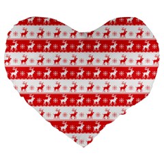 Knitted Red White Reindeers Large 19  Premium Heart Shape Cushions by patternstudio