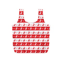 Knitted Red White Reindeers Full Print Recycle Bags (s)  by patternstudio