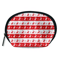 Knitted Red White Reindeers Accessory Pouches (medium) 