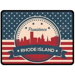 Providence Rhode Island Retro Skyline Double Sided Fleece Blanket (large)  by Bigfootshirtshop