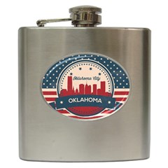 Oklahoma City Retro Skyline Hip Flask (6 Oz) by Bigfootshirtshop