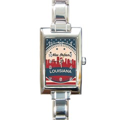 New Orleans Retro Skyline Rectangle Italian Charm Watch by Bigfootshirtshop