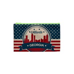 Retro Atlanta Georgia Skyline Cosmetic Bag (xs) by Bigfootshirtshop