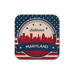 Retro Baltimore Maryland Skyline Rubber Coaster (square)  by Bigfootshirtshop