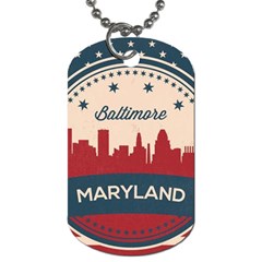Retro Baltimore Maryland Skyline Dog Tag (one Side) by Bigfootshirtshop