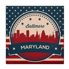 Retro Baltimore Maryland Skyline Face Towel by Bigfootshirtshop