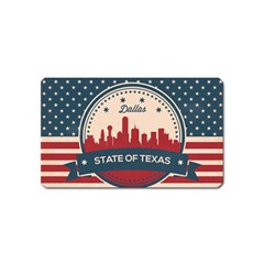 Retro Dallas Texas Skyline Magnet (name Card) by Bigfootshirtshop