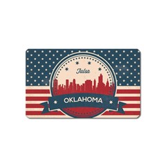Tulsa Oklahoma Retro Skyline Magnet (name Card) by Bigfootshirtshop