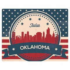 Tulsa Oklahoma Retro Skyline Double Sided Flano Blanket (medium)  by Bigfootshirtshop