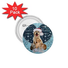 It s Winter And Christmas Time, Cute Kitten And Dogs 1 75  Buttons (10 Pack) by FantasyWorld7