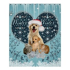 It s Winter And Christmas Time, Cute Kitten And Dogs Shower Curtain 60  X 72  (medium)  by FantasyWorld7